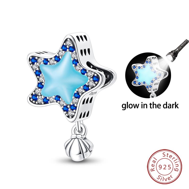 Summer Ocean Series 100% Copper Blue Luminous Jellyfish Seashells Fish Charms Beads Fit Qikaola Bracelets Jewelry