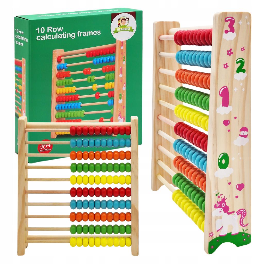 Wooden abacus ECO UNICORN 25 cm SOLID WOOD 10 rows