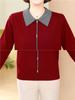 Elegant Knit Lapel Sweater for Middle-aged and Elderly Women—Long Sleeve Base Layer for Spring and Autumn