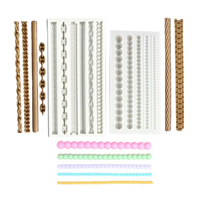 Elegant Braided Rope Or Pearls Chain Silicone Cake Border Decors Molds For Decorating Birthday Wedding Cakes And Dessert