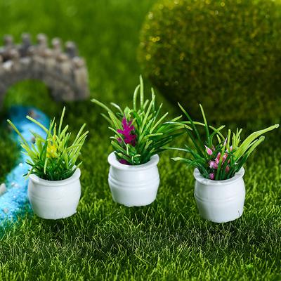 1 Set Potted Plant Statue DIY Weather-resistant PVC Delicate Detail Mini Flower Miniature Home Decor
