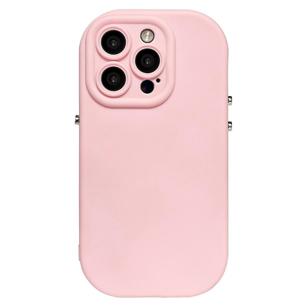 

For iPhone 16 Pro Case Rounded Button Design Soft TPU Phone Back Cover Pink