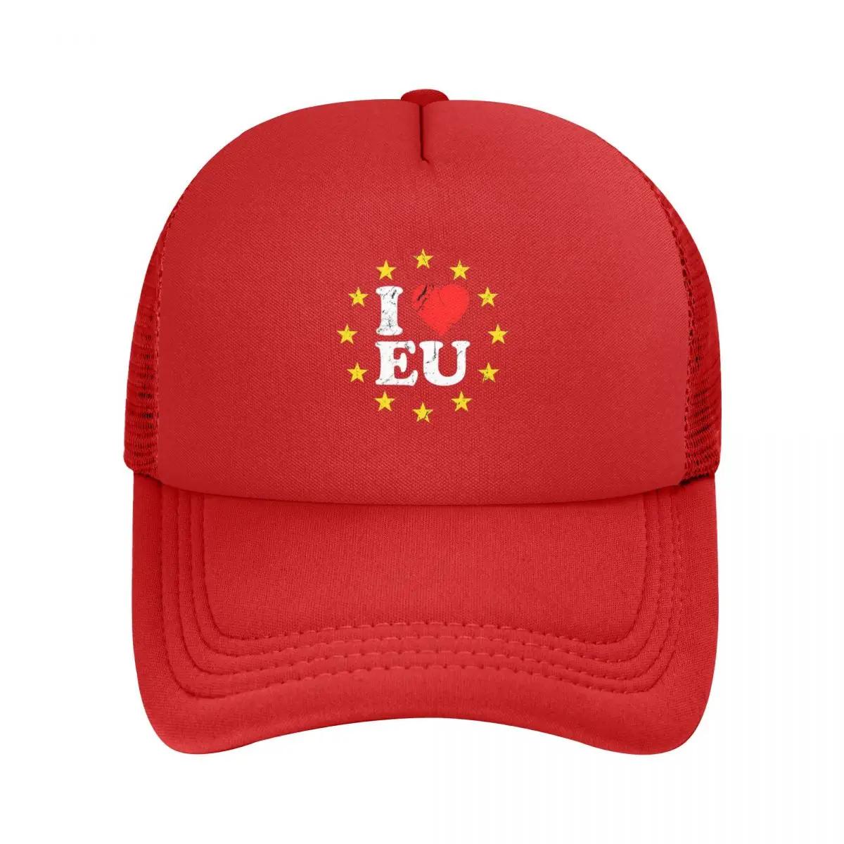 

I Love Eurovision Rainbow Pattern Mesh Baseball Caps Snapback Fashion Baseball Hats Breathable Casual Casquette Outdoor Unisex One Size