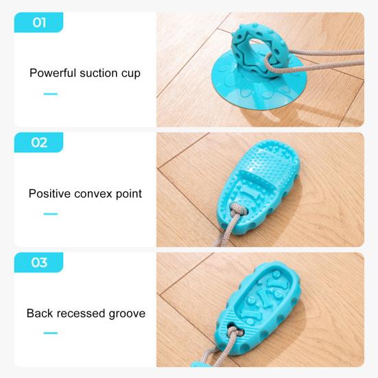 Dog Chew Toy with Suction Cup Indestructible Rubber Puppy Teething Toy Promotes Dental Health Interactive Food Dispensing Toy