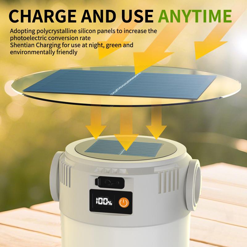 Led Solar Light Bulb Usb Rechargeable Camping Light Portable Outdoor Searchlight Multiduty Hanging Lamp With Flashlight 1Pc