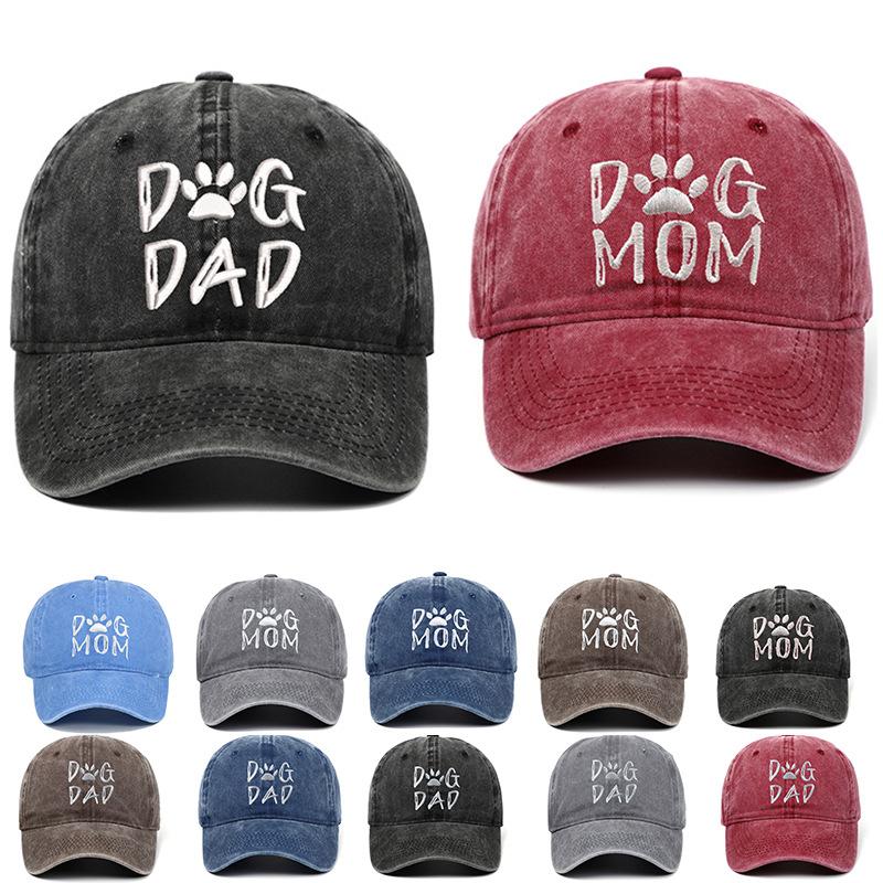 Retro Letter Embroidery Dog Dad Baseball Caps Washed Cotton Adjustable Casual Hat Hip Hop Streetwear y2k Cap