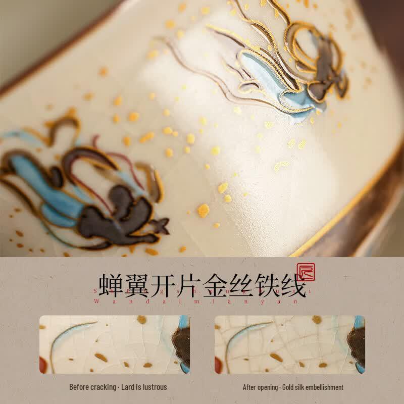 Shangyanfang Dunhuang Ru Kiln Sancai Gaiwan Tea Bowl Gift Set