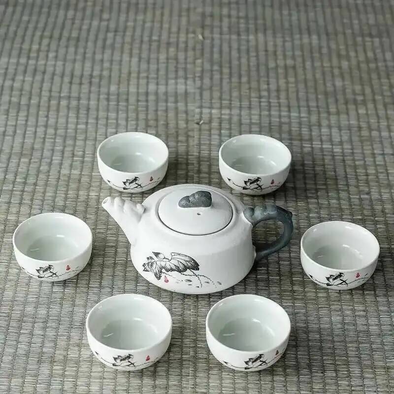 Red Forest TeapotJingdezhen Blue and White Porcelain Tea Set Double Heat-resistant Kung Fu Tea Cup Ceramic Tea Cup