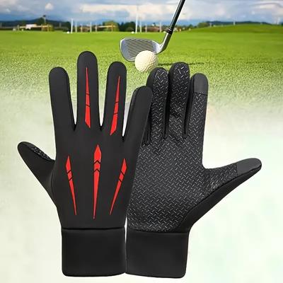 1 Pair Winter Fleece Warm Gloves Outdoor Golf Gloves Motorcycle Skiing Cycling Sports Gloves, Waterproof Non-slip Touch Screen