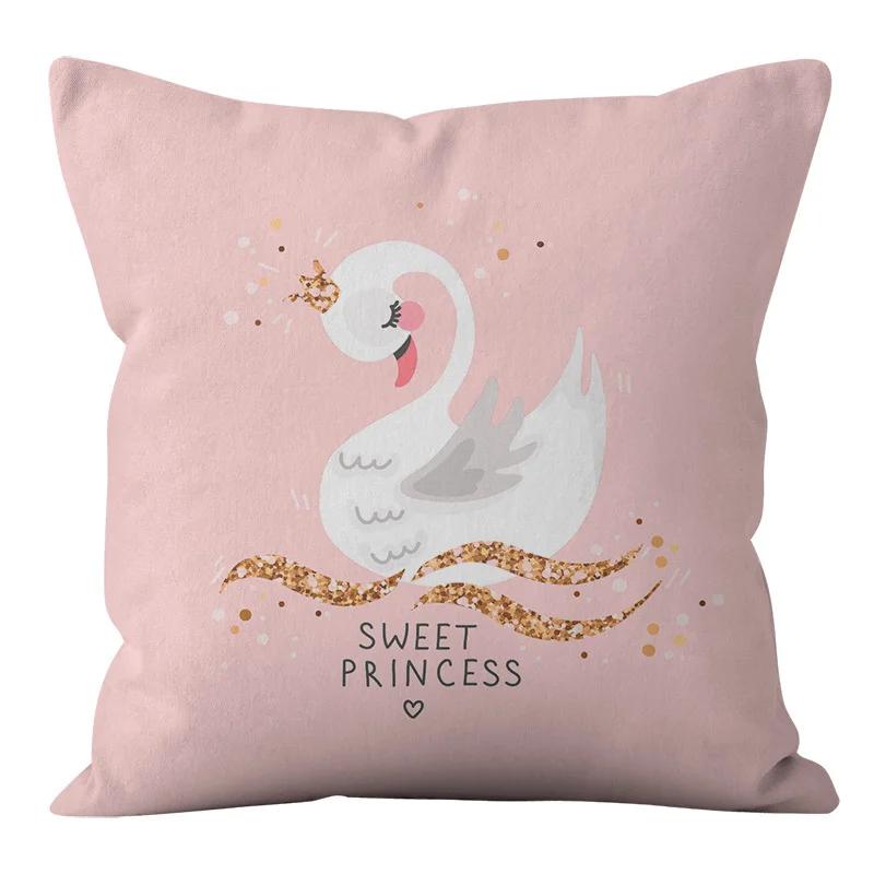 45x45cm Princess Pink Letter Pillowcase ins Nordic Crown Animal Cushion Cover Sofa Office Seat Home Decoration