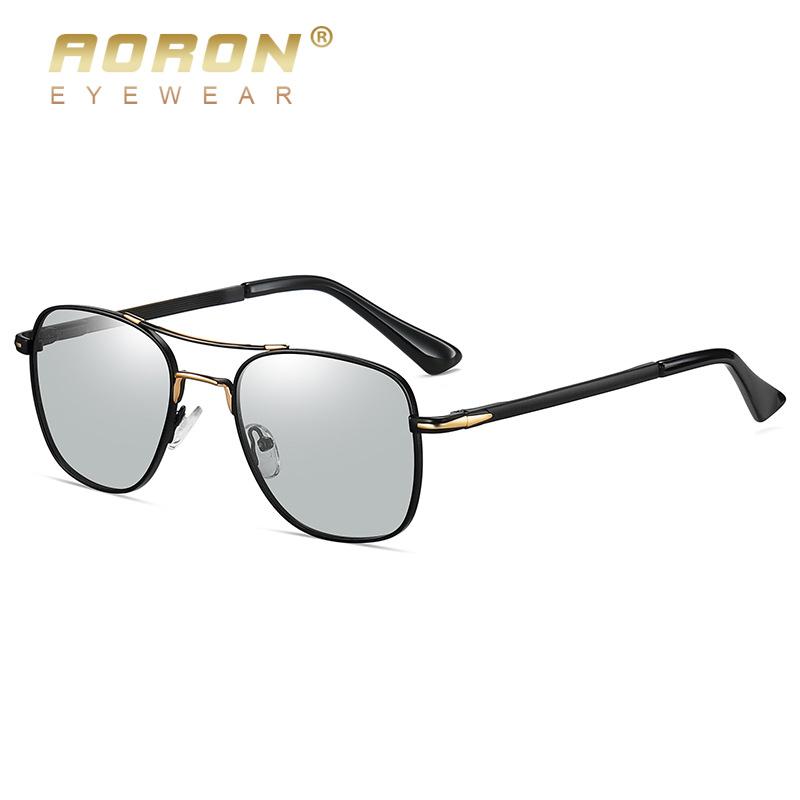 aoron Polarized Sunglasses Men's Fashion Double Beam Metal Sunglasses Outdoor Cycling Sunglasses