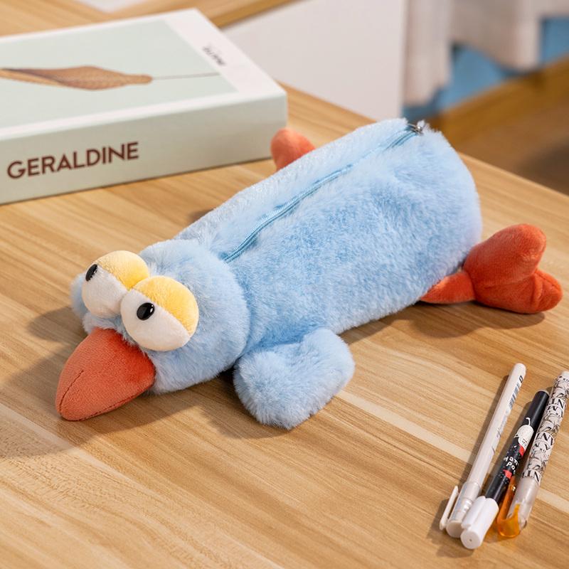 Plush Animal Pencil Case Cute Otter Birds Rabbit Pen Bag Animal Pencil Case Stationery Pouch School Season Gifts For Students