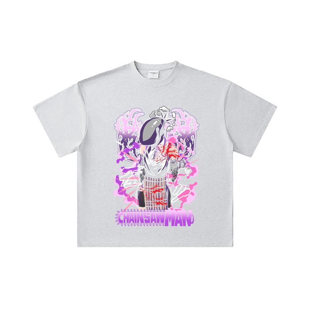 260 GSM Double Yarn 32 Count 100% Cotton Chainsaw Man V53 Reze Print Unisex Heavy Cotton T Shirt