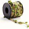 1 Roll 383.86 Inch Natural Jute Cord with Green Leaf Pattern and Textured Finish for Gardening, DIY Crafts, Gift Wrapping and Decor