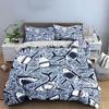 Shark Print Decor Set Bedding Set with 1 Duvet Cover 2 Pillowcases Single Double King Queen Gift