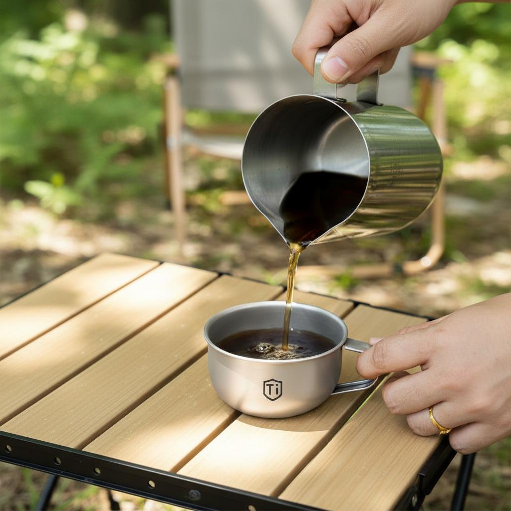 Titanium Alloy Camping Water Cup Portable Tea Coffee Cup Safe Antibacterial Water Bottle For Camping Mountaineering