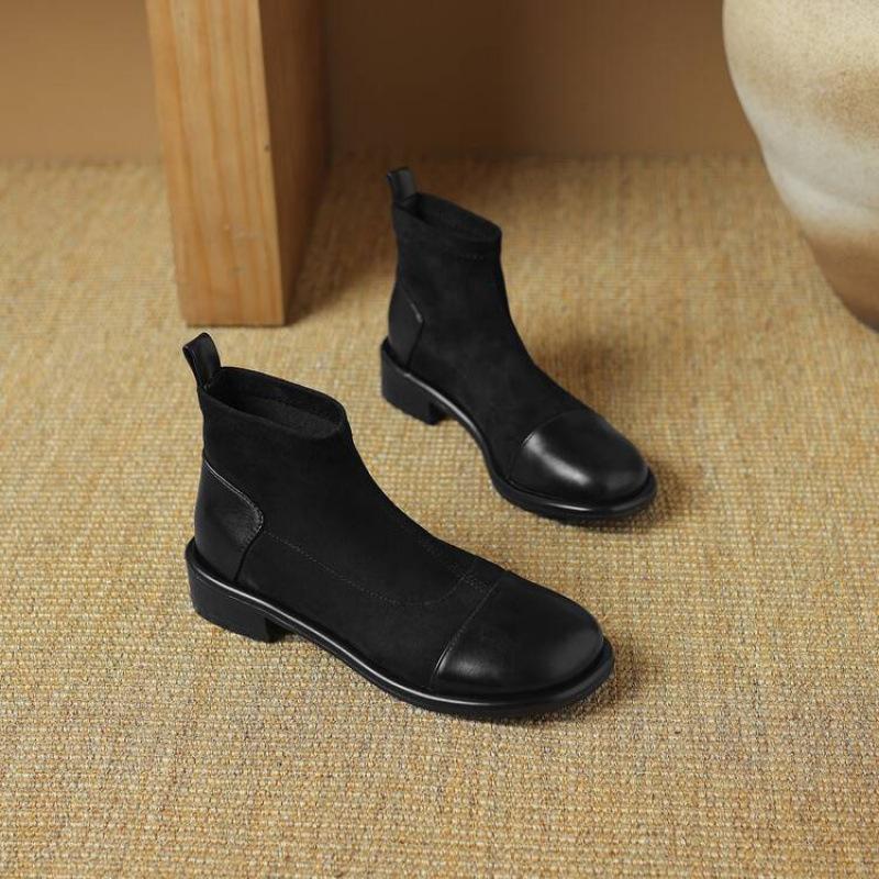 

Осень и зима удобные на низком каблуке большого размера рыцарские сапоги женские каблук рукав квадратный носок резиновая подошва корейская версия однотонные средней длины сапоги 39