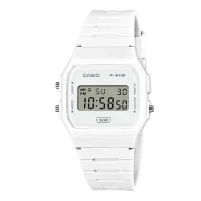 Pop Digital Bio-Based Weißes Harzarmband Quarz F-91WB-7A 100M Unisex-Armbanduhr