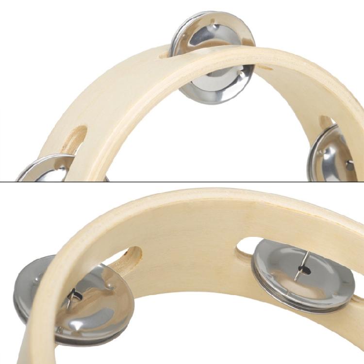 6inch Single Row Tambourine Percussion Musical Instruments Educational Toy Wood Round Handbell Handheld Tambourine
