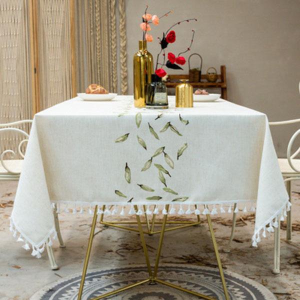 Cotton And Linen Art Tablecloth Water And Oil Proof Tassel Lace Tablecloth ,Suitable For Desk And Table Decoration