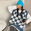 Checkered V-neck Knitted Vest Sweater Female Students To Wear Autumn and Winter College Sleeveless Sweater Vest Female Top