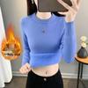 2025 Women's Fleece Knit Round Neck Sweater - Warm, Thick, Plus Velvet One-Piece Base Layer for Autumn/Winter