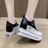 Fashion Women Breathable Sneakers Increased Platform Shoes 8cm Casual Footwear Leisure Leather White Shoes Women's Vulcanize Shoes