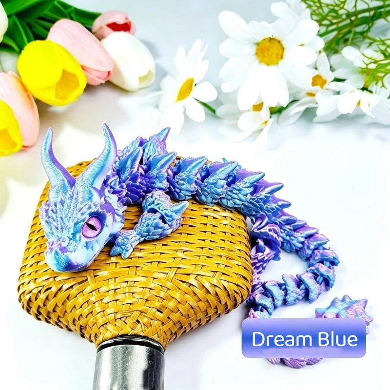 Fun 3D Printed Articulated Dragon 30cm Fidget Craft Ornament Cute Desktop Decor Gift for Children Adults Home Office Use