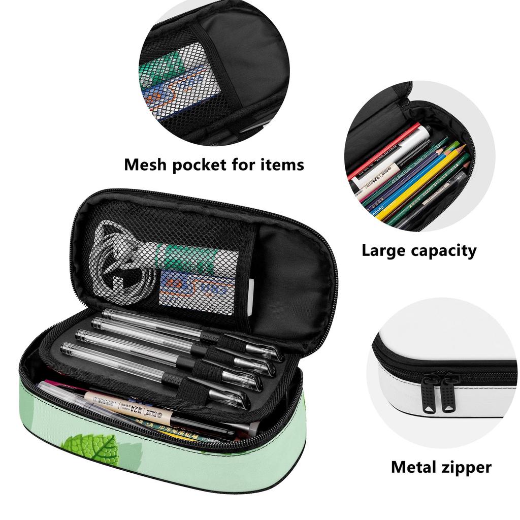Pencil Pouch Large Capacity Smooth Zipper Durable Polyester Fabric with Mesh Pocket Removable Divider and Pen Slots for Students