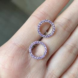 

Popular rose gold hollow zircon round stud earrings, minimalist basic exquisite and small earrings