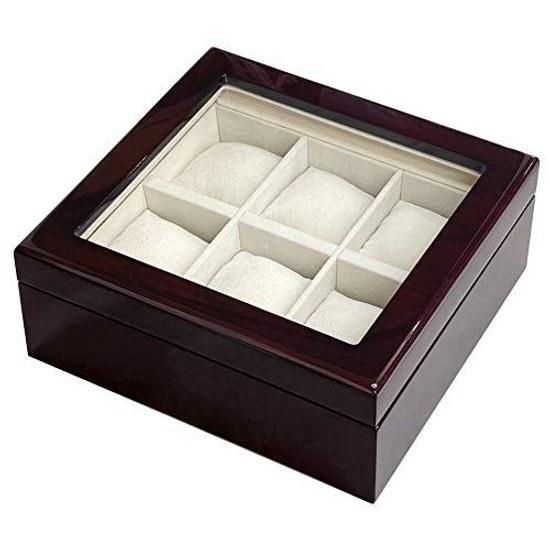 IGIMI Watch Box Wristwatch Storage 6 Watches Wooden Window Brown Wood Grain Senari Labor Thanksgiving