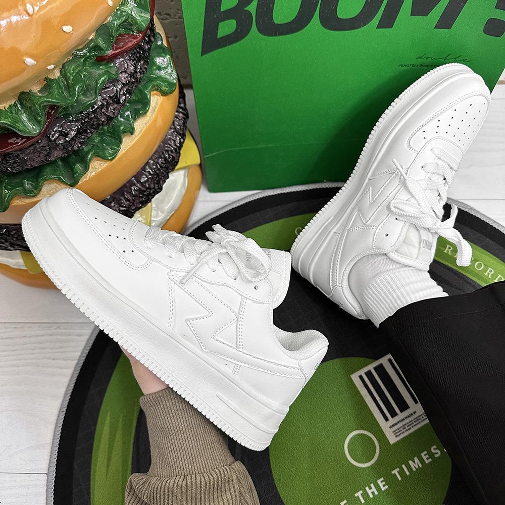 

Korean version of thick-soled heightening board shoes, white shoes, men s and women s niche national tide popular couples sports and leisure runni 44
