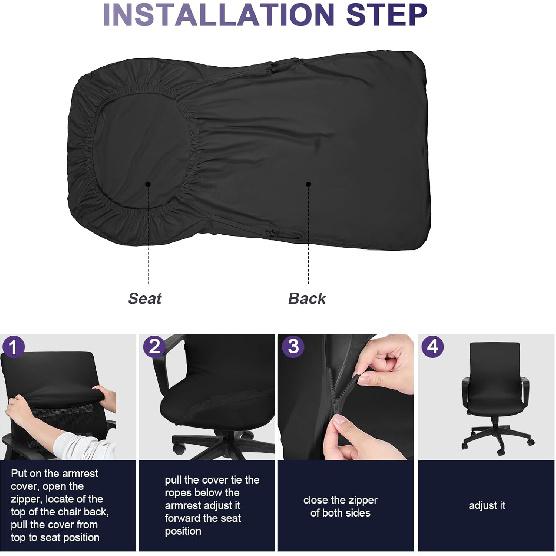 Tallew Office Chair Cover Stretchable Computer Universal Chair Seat Covers Removable Desk Chairs Slipcovers Washable Office Cushion Backrest for