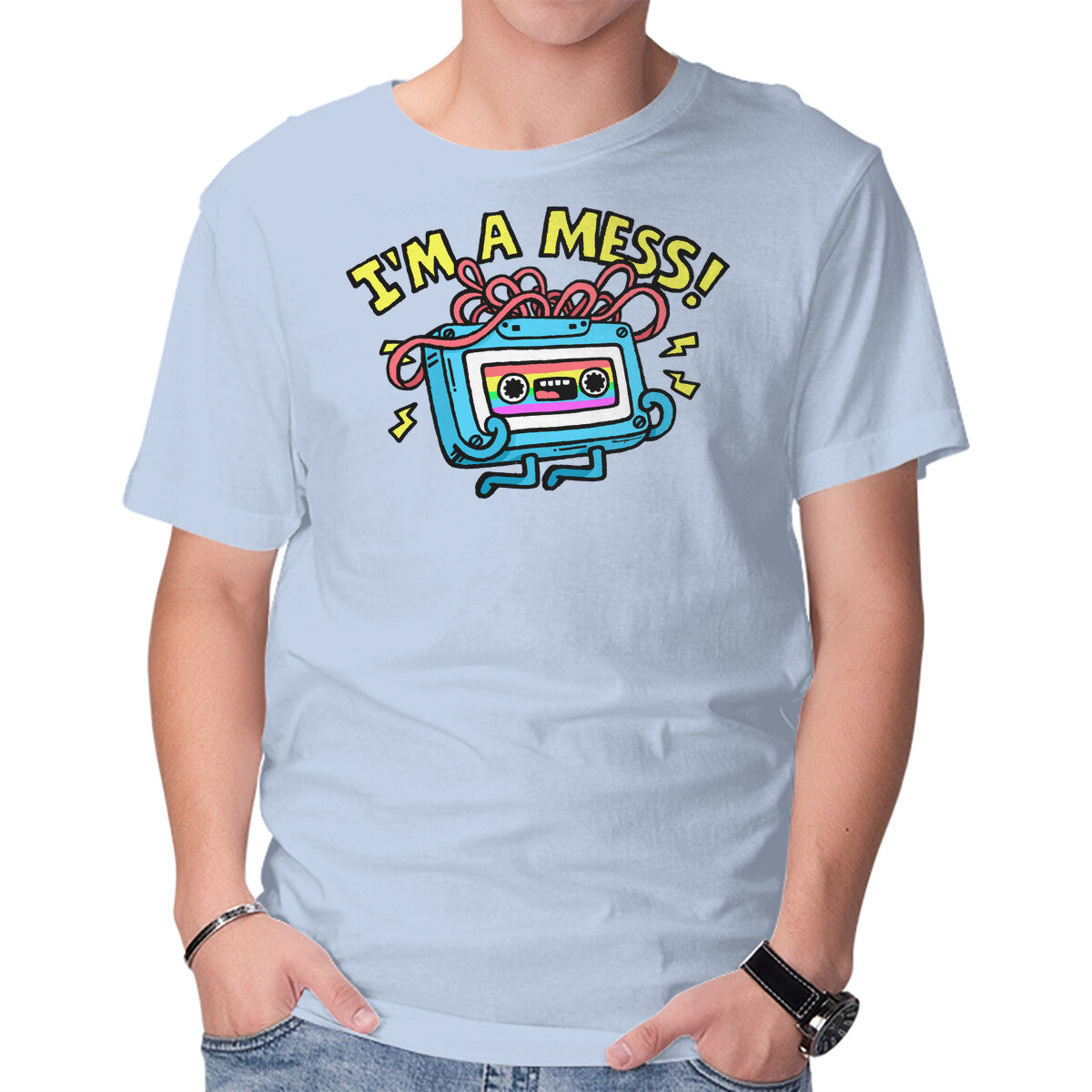 Unisex Crew Neck T-Shirt A Mess In The 90s Graphic Short Sleeve Casual Tee M