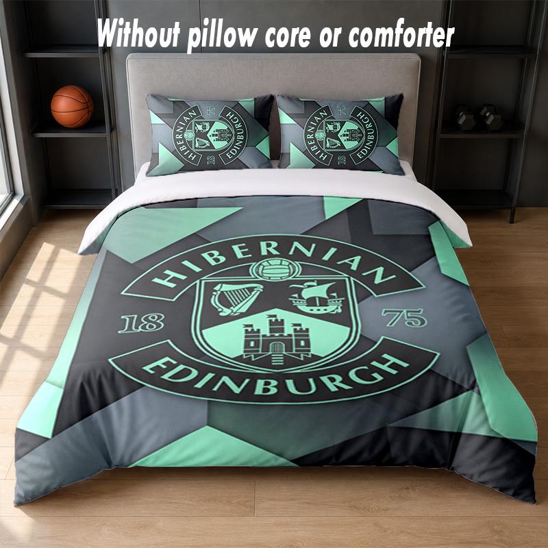 Hibernian FC Design Set Biancheria da Letto 1 Copripiumino + 2 Federe Morbido Traspirante Biancheria da Letto per la Casa