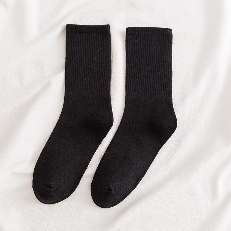 

Женские хлопковые носки до середины икры - Однотонные, Высокая эластичность, Универсальный пузырчатый стиль для осени и зимы. One Size чёрный