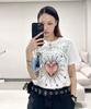 Damiswi Heart Sunset Graphic T-Shirt_White (Mint)