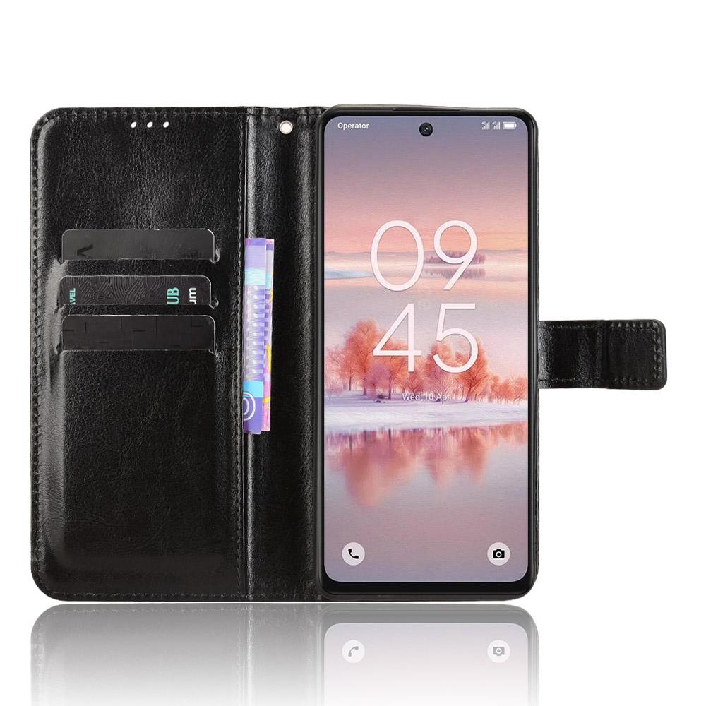 For TCL 60 NxtPaper 4G PU Leather Case with Strap Crazy Horse Texture Phone Wallet Cover