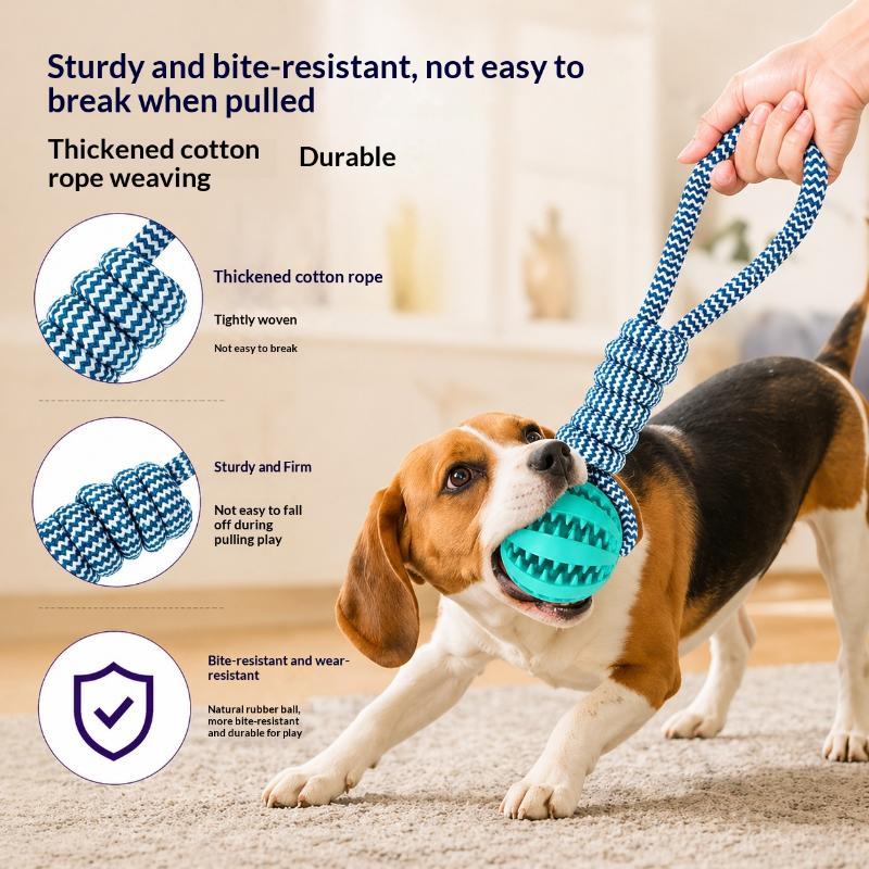 Pet Tooth Cleaning Chewing Food Leak Ball Interactive Tug Dog Rope Toy Dogs Chew Slow Feeding Boredom Relief Rope Ball Toys