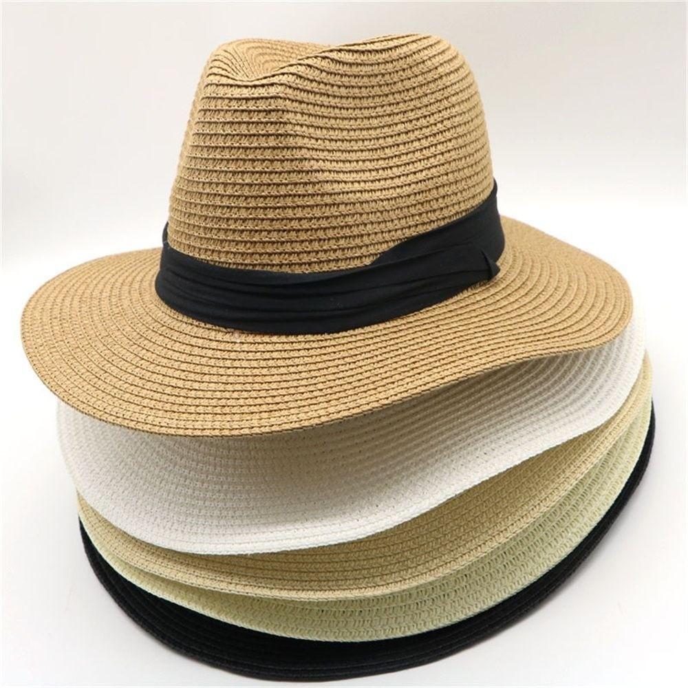 Sun Protection Summer Sun Hat Flat Brim Beach Cap Fashion Jazz Hat  Unisex