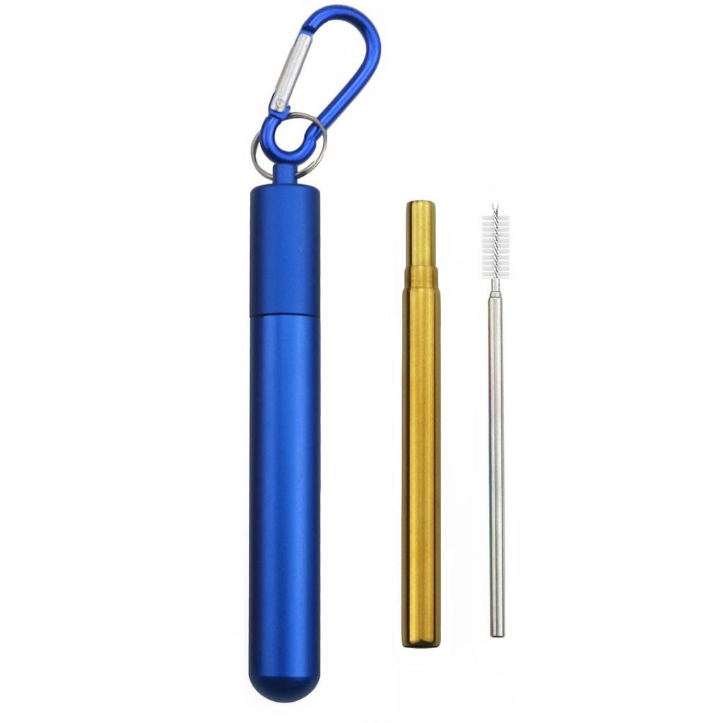 Reusable Telescopic Straw 304 Stainless Steel Metal Straw with Cleaning Brush Collapsible Portable Drinking Straw Set for Travel