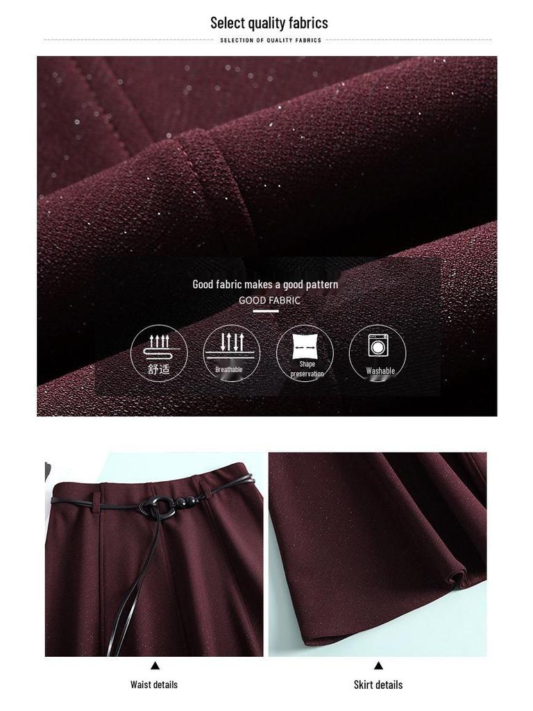 2026 Spring Women's High Waist A-Line Mid-Length Skirt with Wide Hem