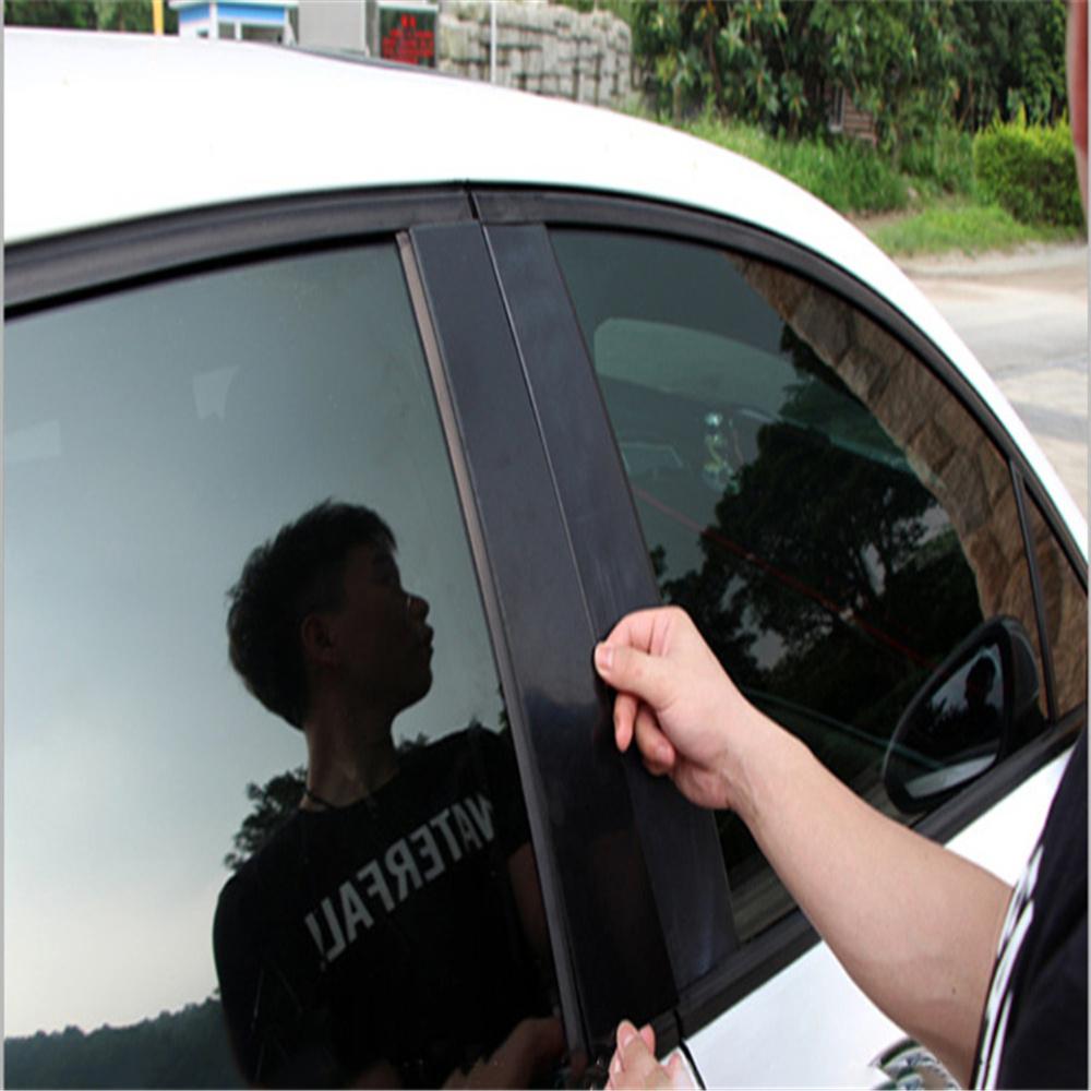 4Pcs For Ford Fiesta Pillar Posts Door Window Trim Cover Kit Glossy Piano Black