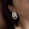 European American Metal Irregular Exaggerated Oval Large Stud Earrings for Women Party Travel Jewelry Accessories