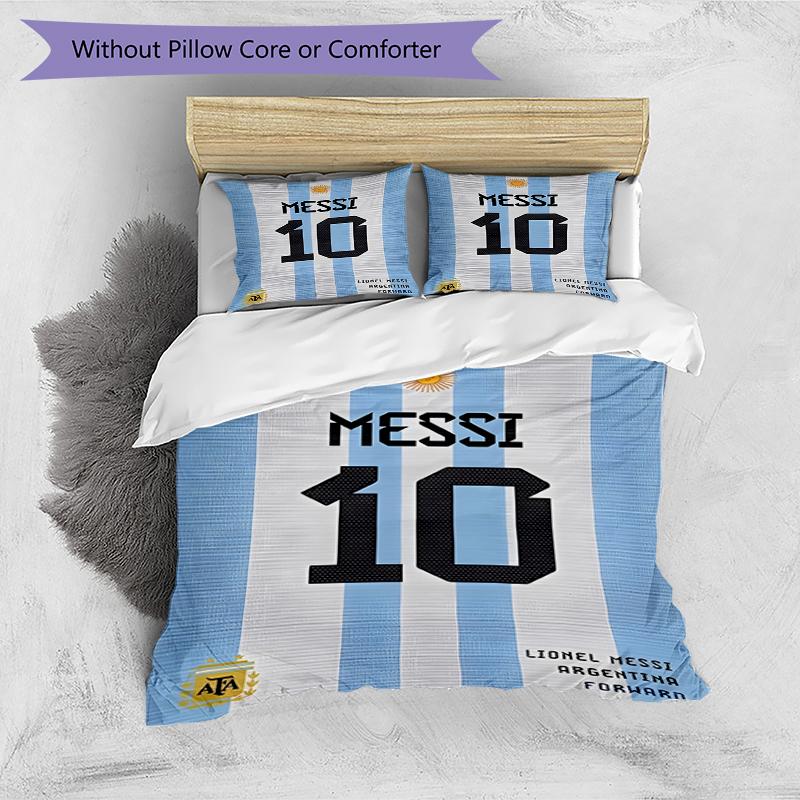 3pcs Duvet Cover Set (1*Duvet Cover + 2*Pillowcase, Without Core),football player Print Bedding Set, Bedroom Decor, All‑Season, Birthday Gift