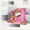 For Kitty, Teddy Bears, HeartsAnime-Themed Flannel Blanket, Glam Style, Digital Print, All-Season Comfort, Tear-Resistant, Knitted Craftsman