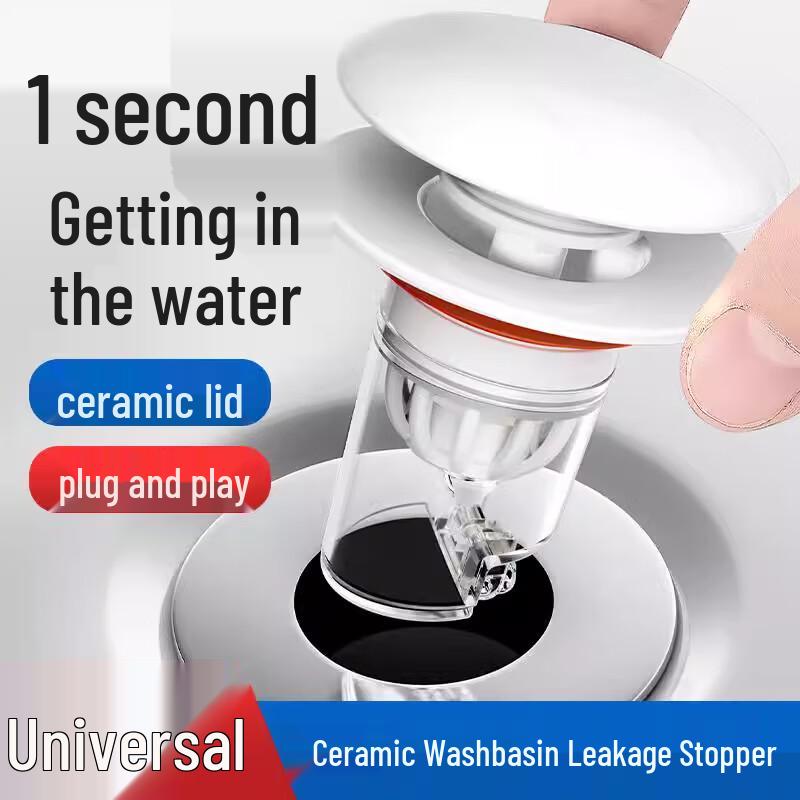 Ceramic Pop-up Sink Drain with Anti-Odor Filter