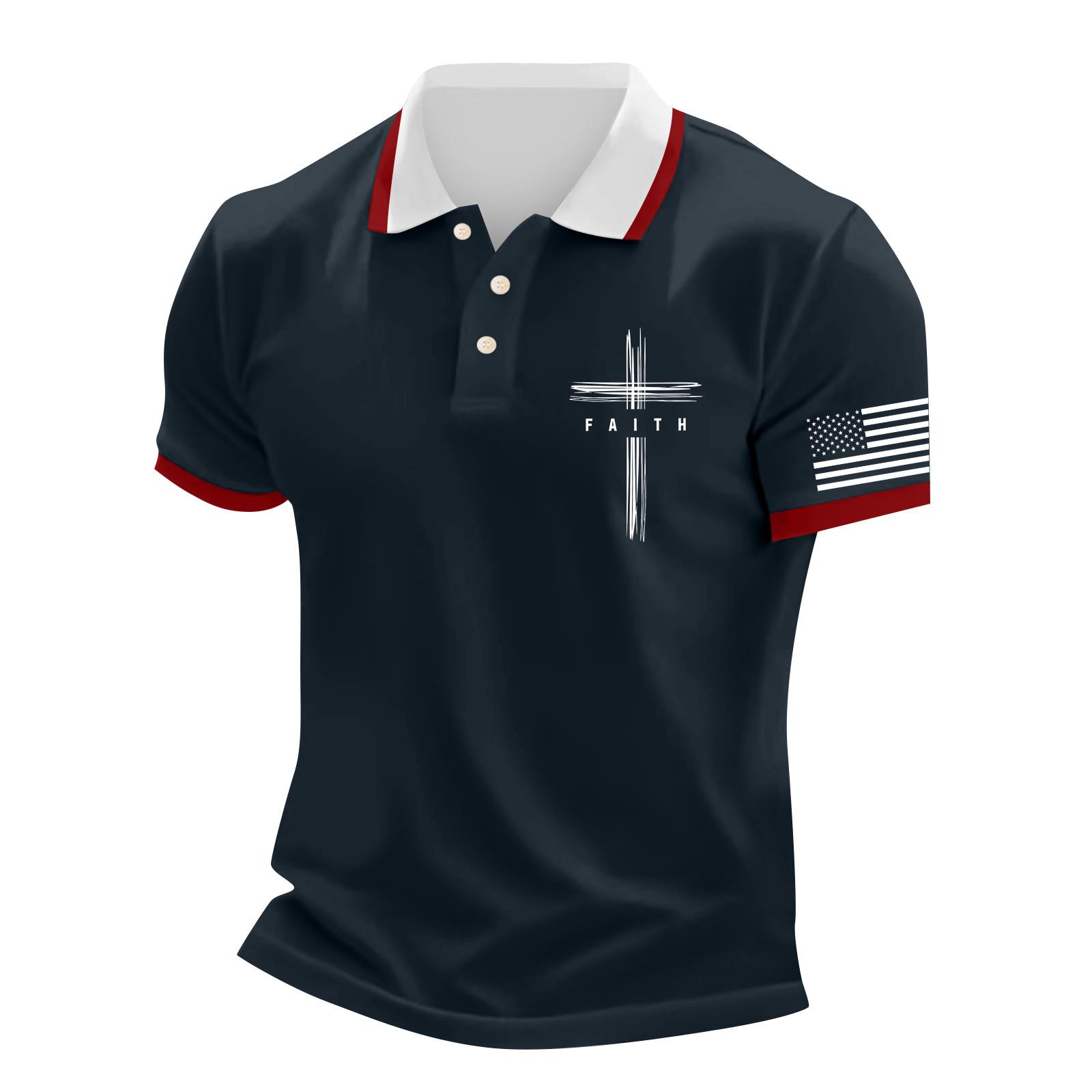 

Men s Casual Independence Day Printed Neck Short Sleeve T-Shirt XXXL