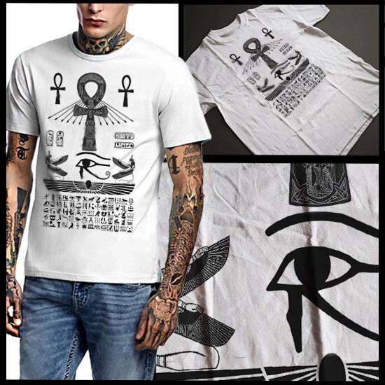 

Egyptian Ankh T-Shirt Ancient Egypt Kemet Symbol Of Life With Hieroglyphics Tee S