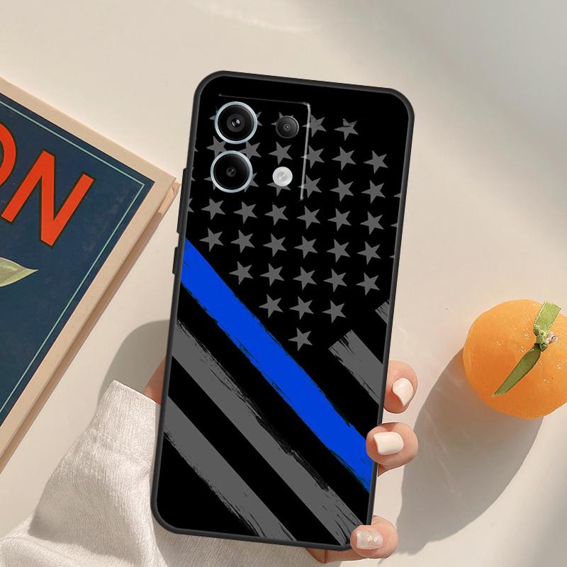 Police Thin Blue Line Flag Funda For Xiaomi Redmi Note 14 Pro 9 10 11 12 13 Pro 10S 11S 12S Redmi 10C 12C 13C 14C Case